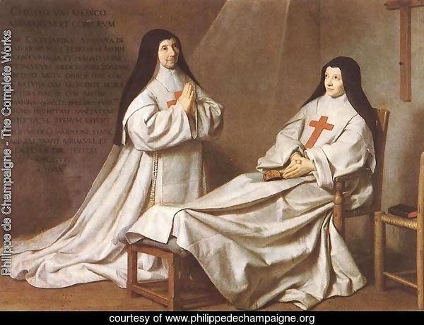 Portrait of Mother Catherine-Agnes Arnauld (1593-1671) and Sister Catherine of St. Suzanne Champaigne (1636-86) the artist's daughter, 1662