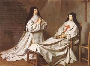 Portrait of Mother Catherine-Agnes Arnauld (1593-1671) and Sister Catherine of St. Suzanne Champaigne (1636-86) the artist's daughter, 1662