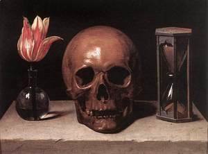 Philippe de Champaigne - Vanitas Still Life with a Tulip, Skull and Hour-Glass