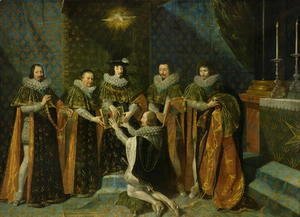 Louis XIII (1601-43) Receiving Henri d'Orleans (1595-1663) Duc de Longueville, into the Order of the Saint Esprit, 1633